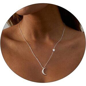 Women 14k Gold Plated Delicate Tiny Love Heart Star CZ Leaf Everyday Jewelry